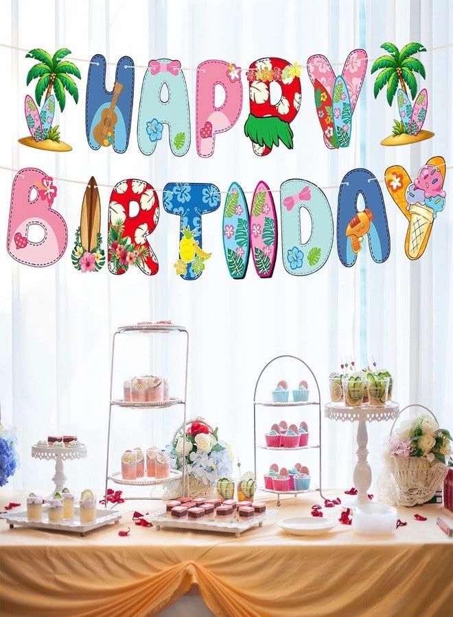 NF orange Hawaiian Party Birthday Banner, Tropical Luau Blue Cartoon Party Decorations - Image 3